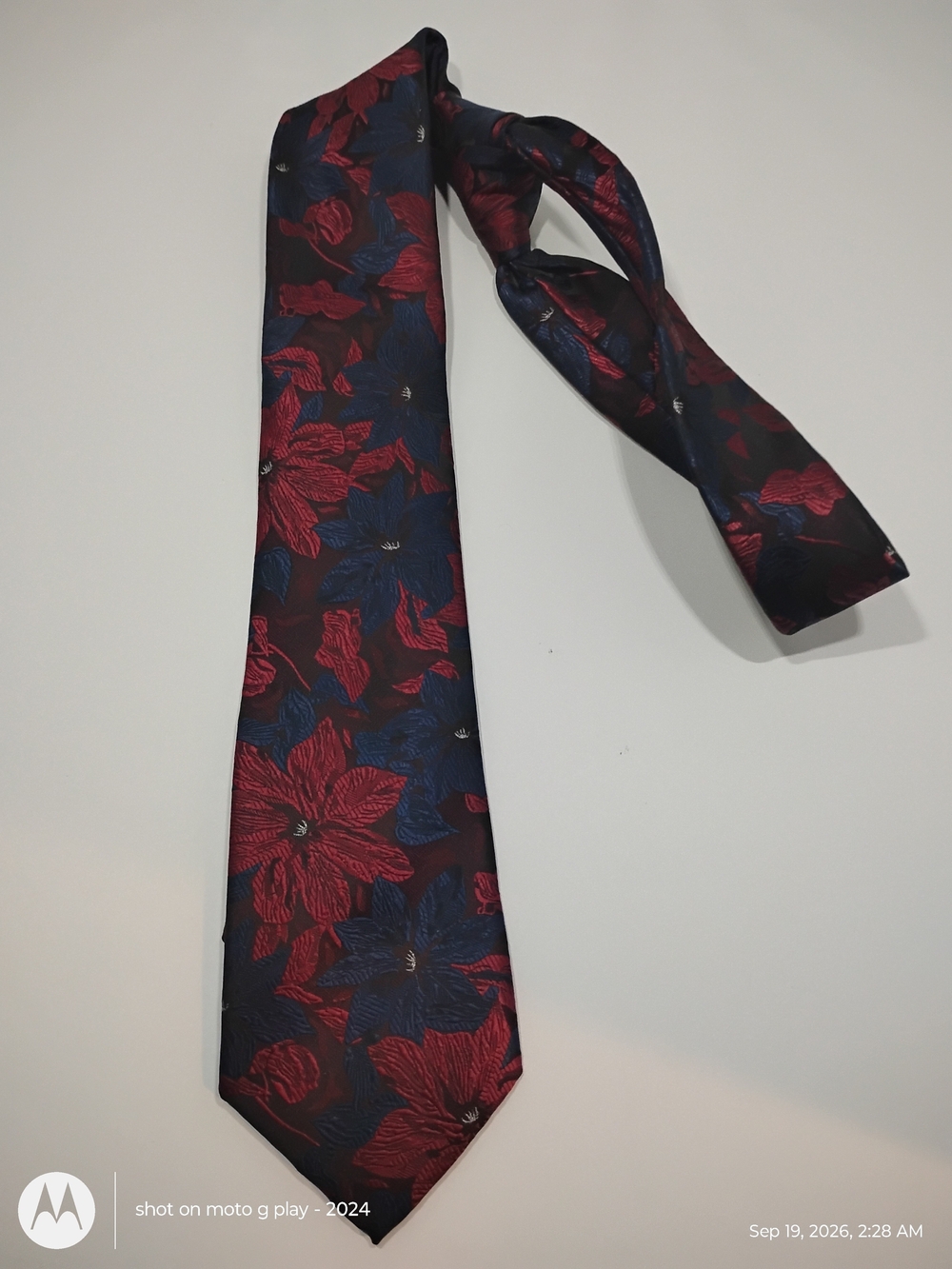 Men's Floral Red and Blue Dress Tie